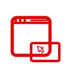 Ícono rojo de una ventana de computadora.
